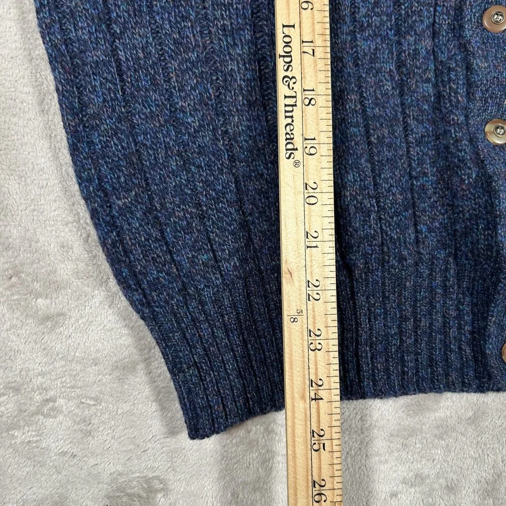 Vintage Christopher Hayes 100% Shetland Wool Vest Men L Blue Chunky Knit Grandpa
